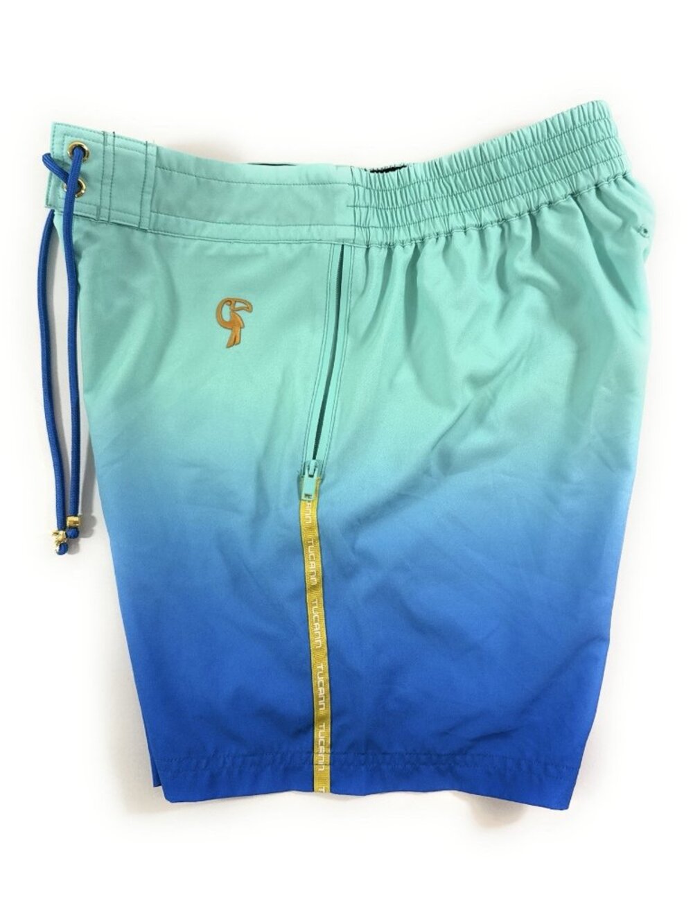 Tucann Mens Swim Shorts Faded Ocean Sz M Lined 5" Beach Performance Green Blue